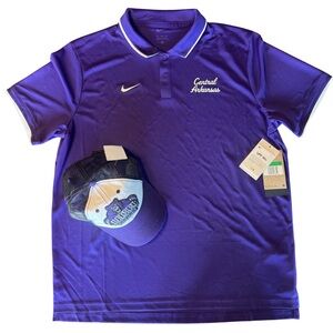 NWT Nike Purple White Polo UCA University of Central Arkansas Bears & Ball Cap